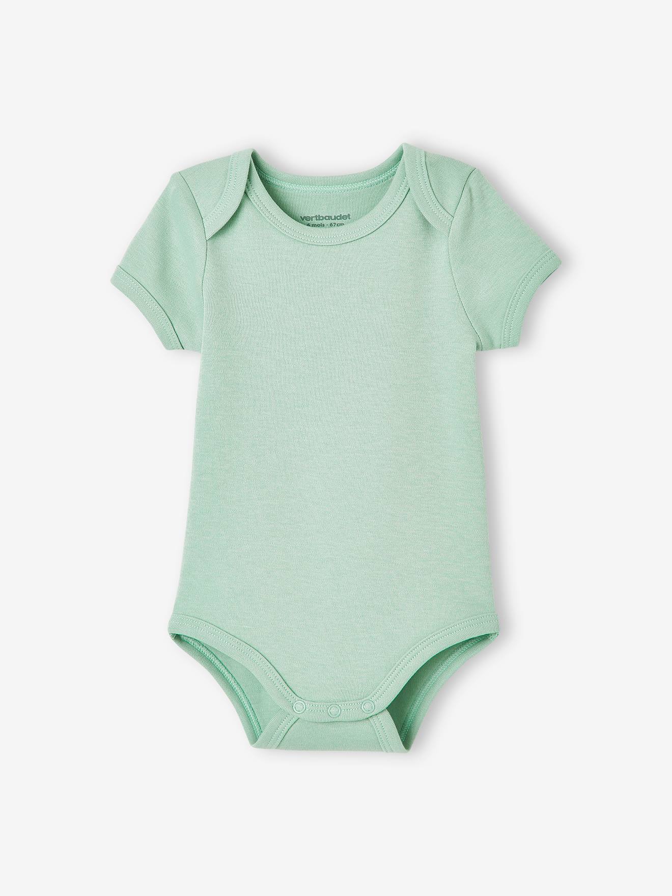 Lot de 7 bodies manches courtes ouverture US bébé BASICS lot bleu