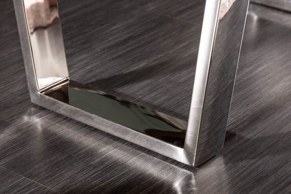 riess-ambiente Couchtisch MAMMUT 110cm honigfarben / silber (Einzelartikel, 1-St), Wohnzimmer · Massivholz · Baumkante · Edelstahl · Industrial