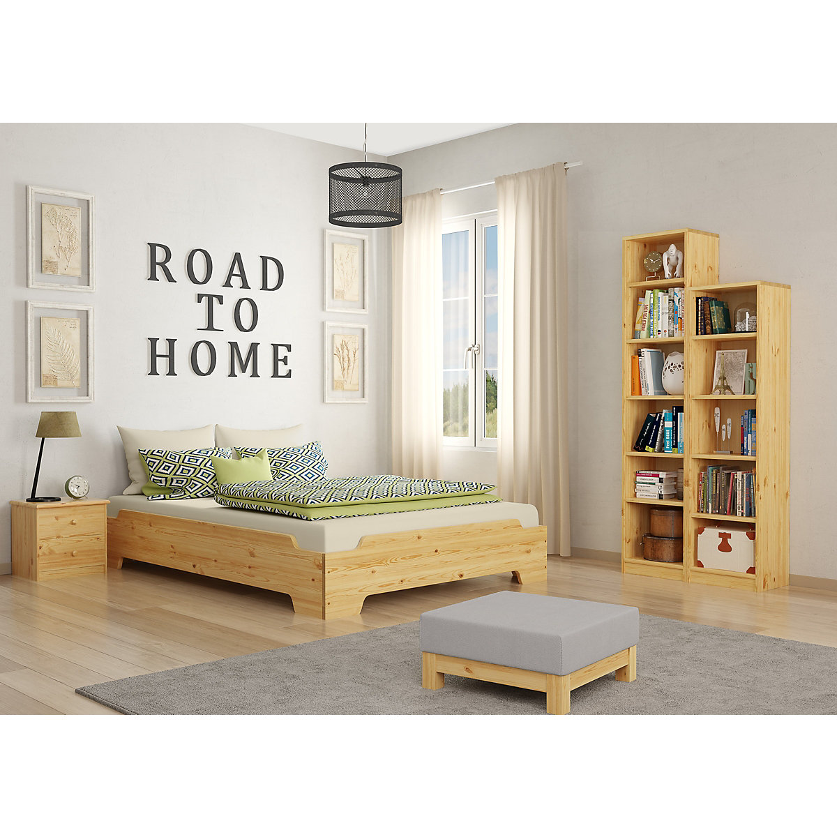 Jugendbett 140x200 Kiefer massiv mit Rollrost