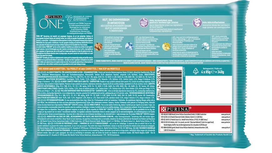 PURINA ONE Sensitive mit Huhn und Karotten Katzennassfutter 340 g