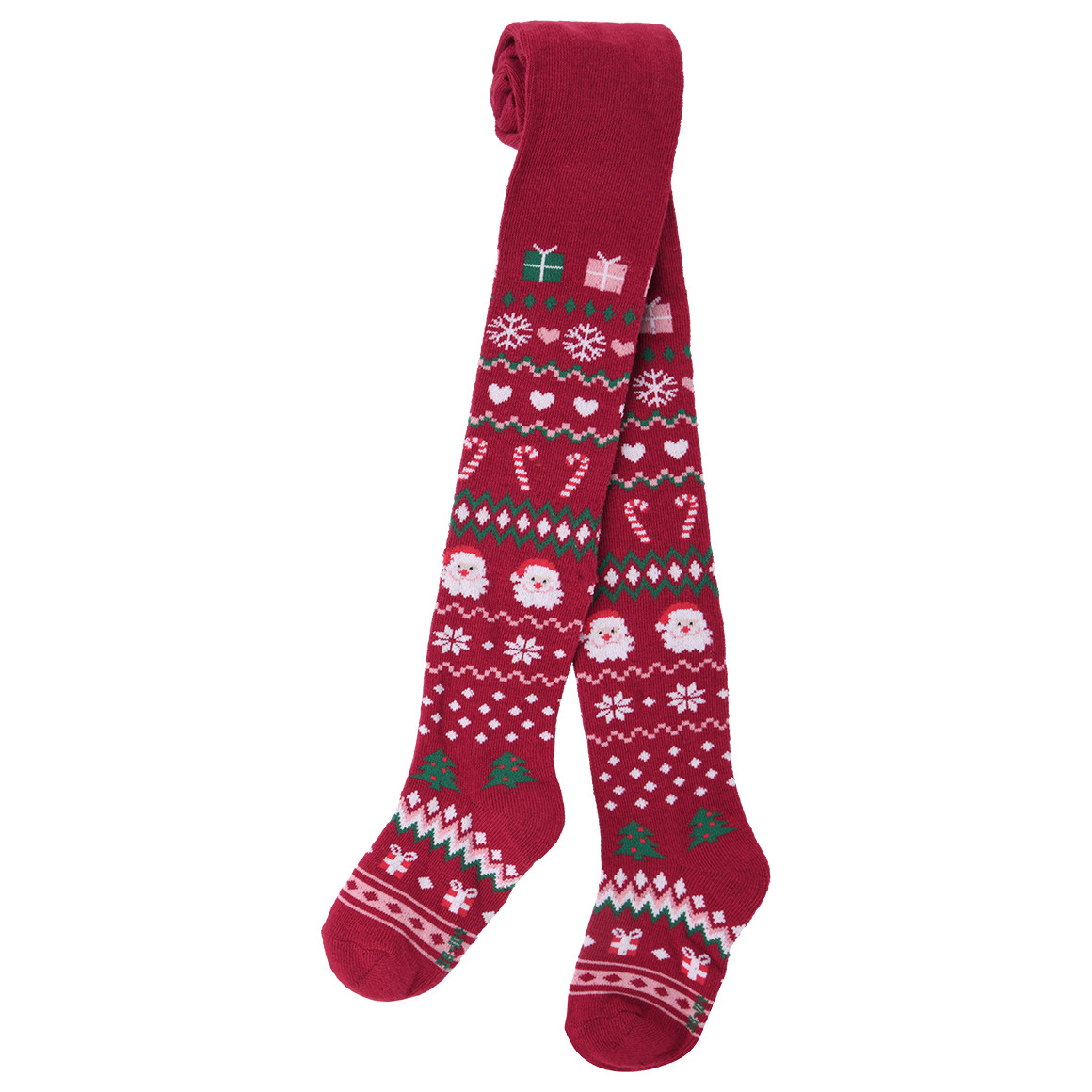 3 Mädchen Weihnachtsstrumpfhosen im Set dunkelblau / dunkelrot / weiss