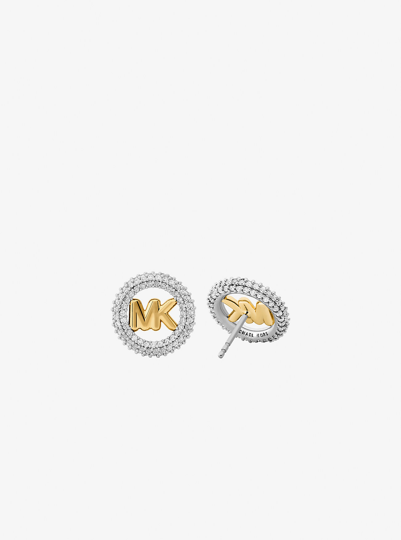 Små Pavé Logo Charm Tofargede Øredobber - TO TONE