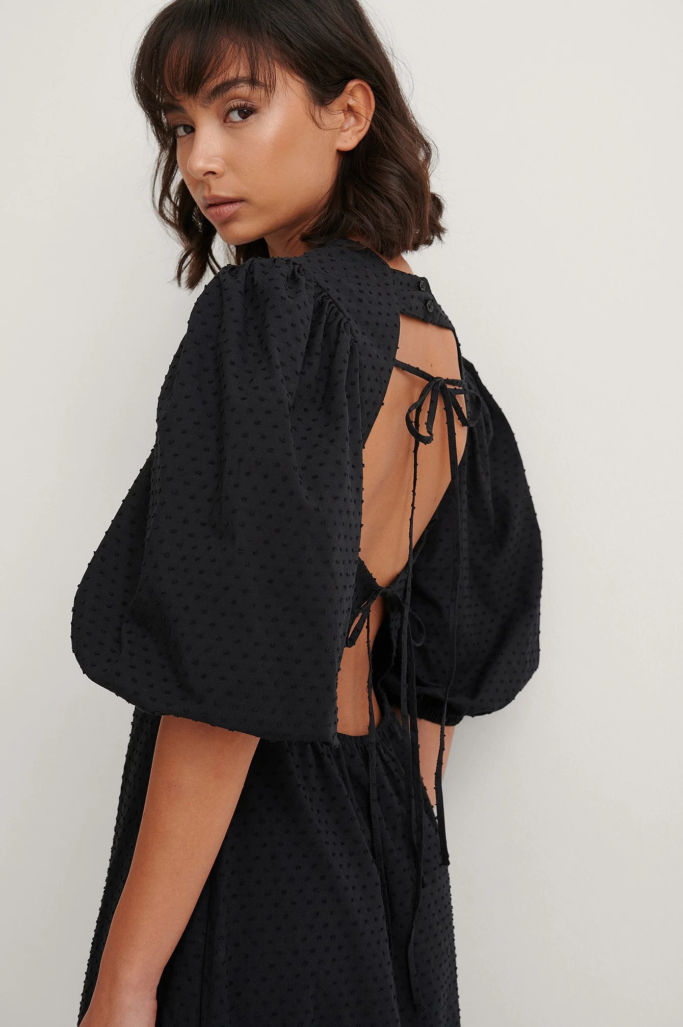 Back Detail Volume Sleeve Dress