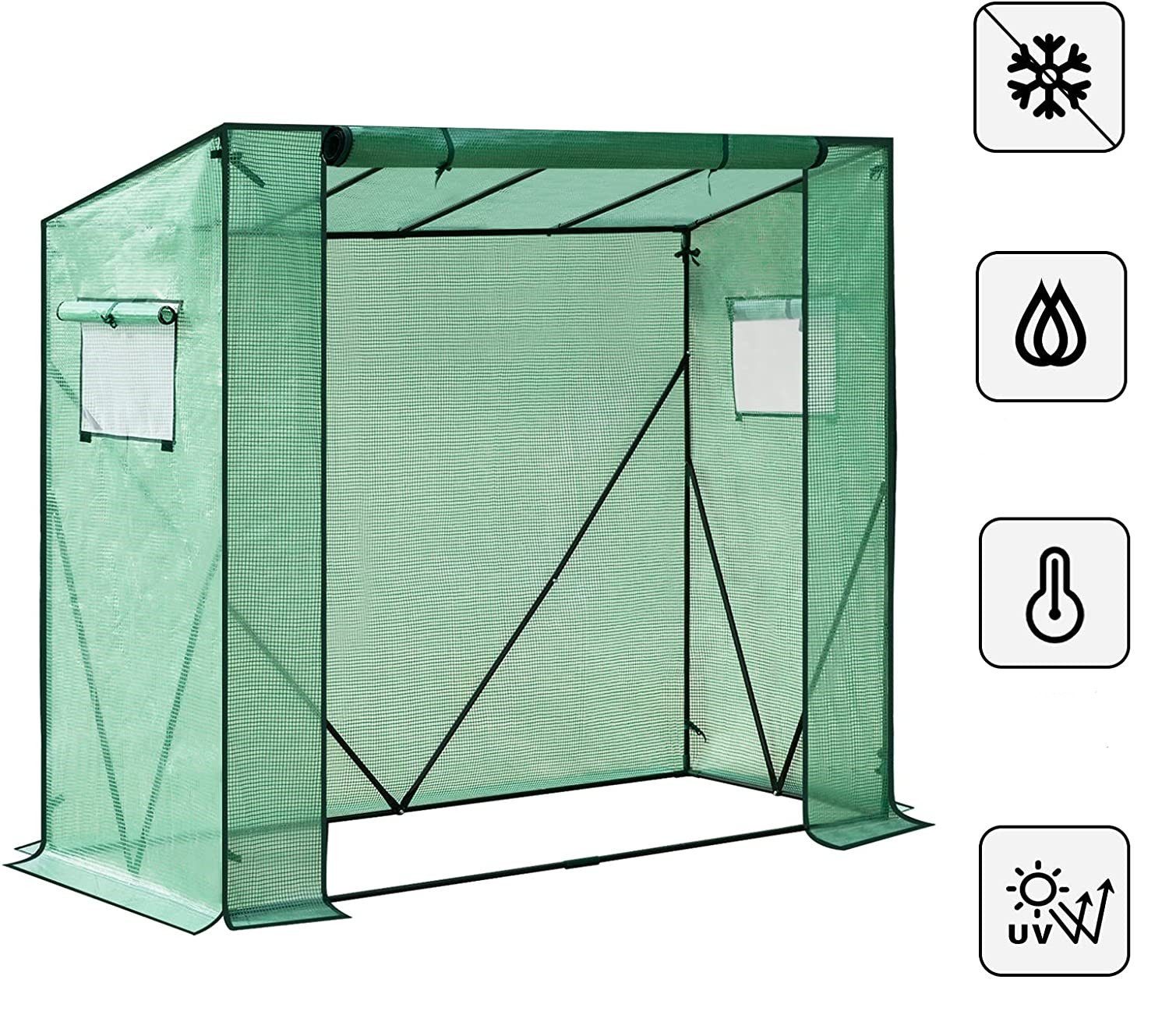 Woltu Gewächshaus, PE halbtransparent 130 g/m² 200x77x146/169 cm Weiß