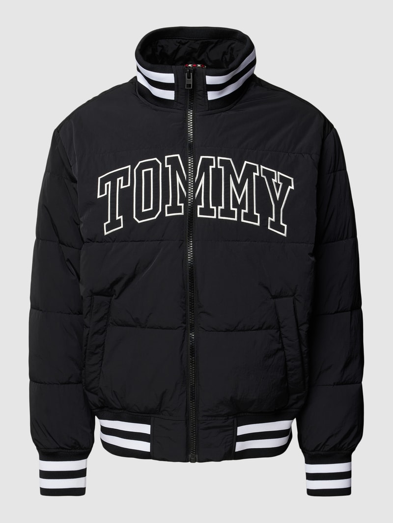 Bomberjacke mit Label-Stitching Modell 'NEW VARSITY' in schwarz