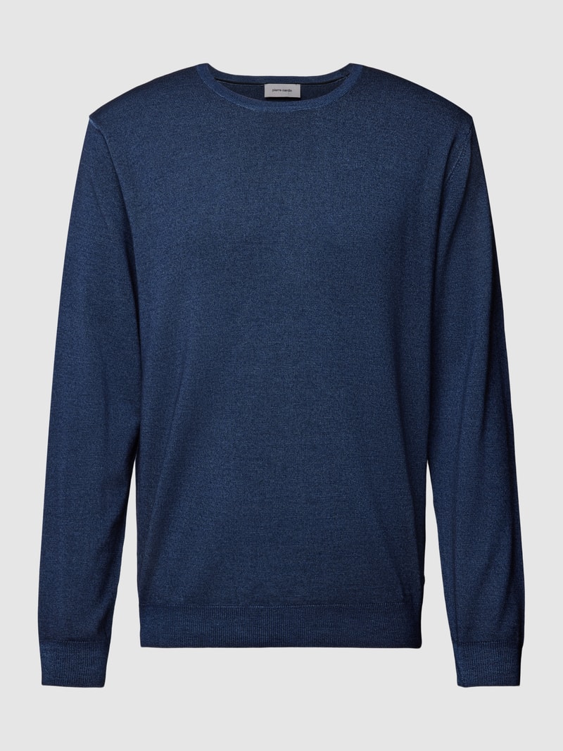 Strickpullover aus Wolle mit Rundhalsausschnitt in blau