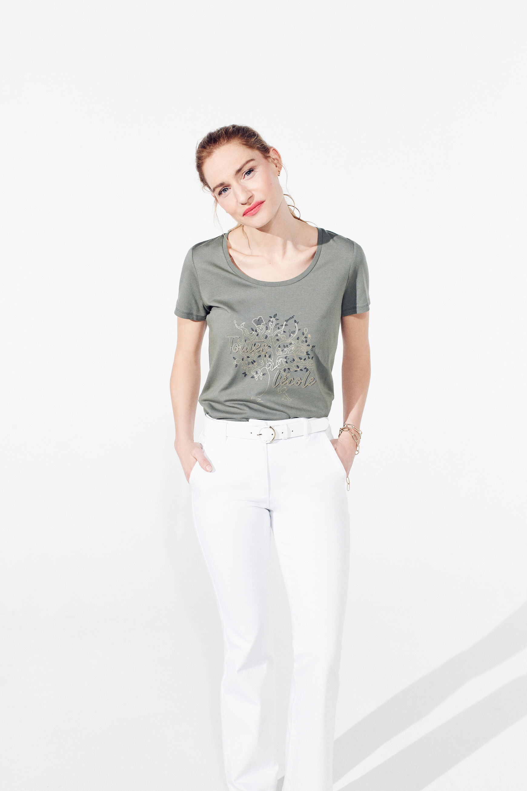 t-shirt nessa vert kaki femme