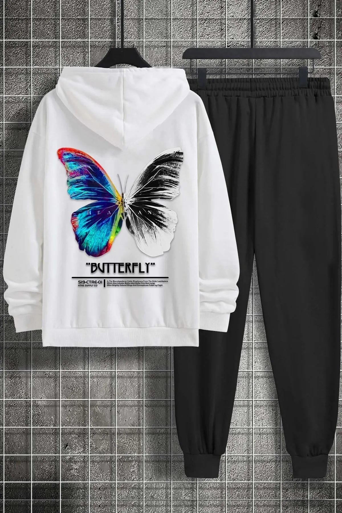 uyguntarz  Unisex-Trainingsanzug-Set mit Schmetterlingsdruck