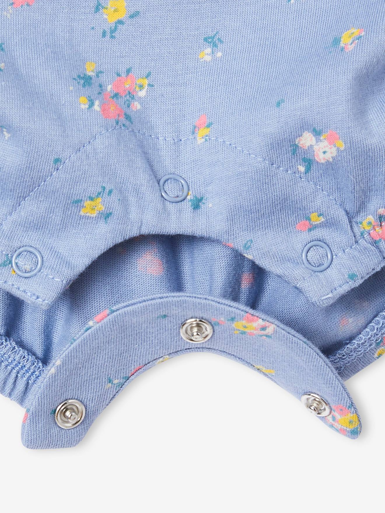 Combishort bébé manches volantées bleu pâle
