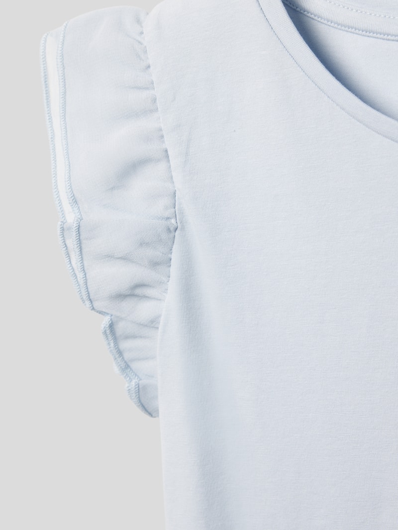 T-Shirt mit Volantärmeln in bleu