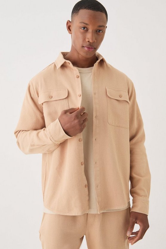 Strukturiertes Overshirt mit Knopfleiste