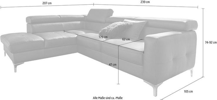 COTTA Ecksofa Sammy, inklusive Kopfstützen-Höhenverstellung, wahlweise mit Bettfunktion