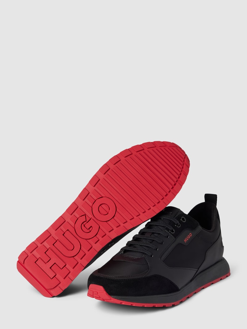 Sneaker aus Leder mit Kontrastbesatz Modell 'Icelin' in schwarz