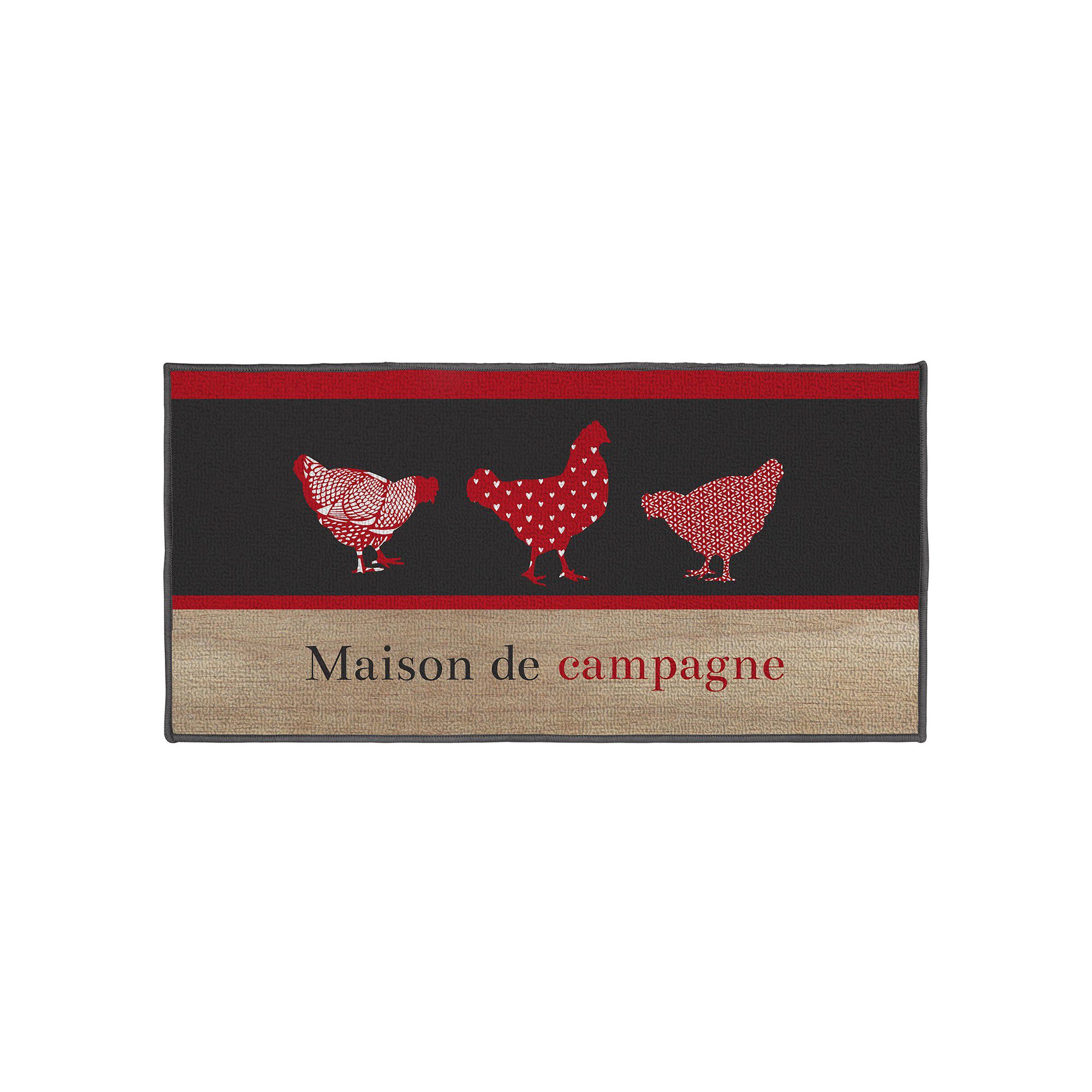 Tapis cuisine anti-poussière rectangulaire, imprimé poules