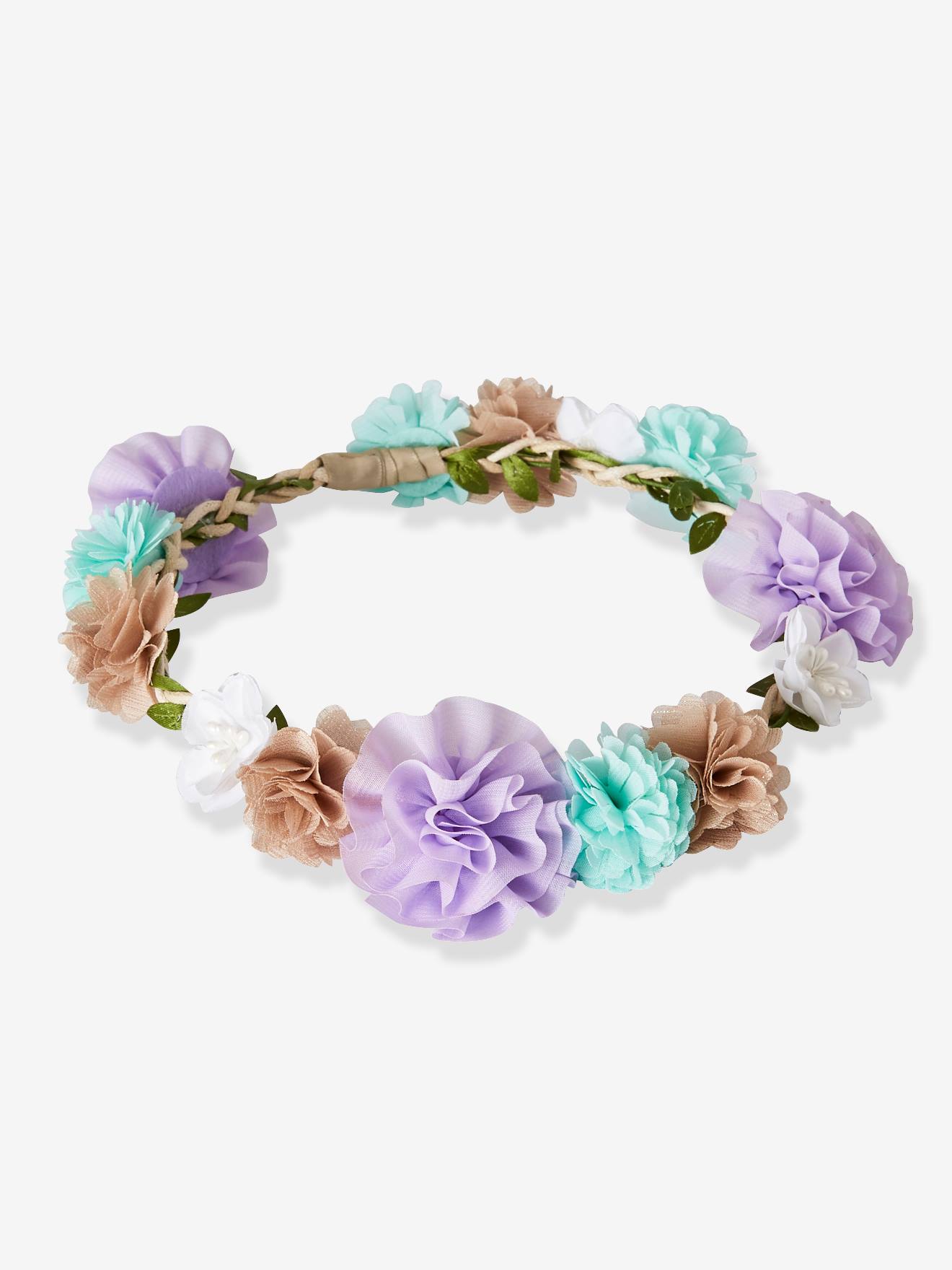 Couronne de fleurs fille bleu pale