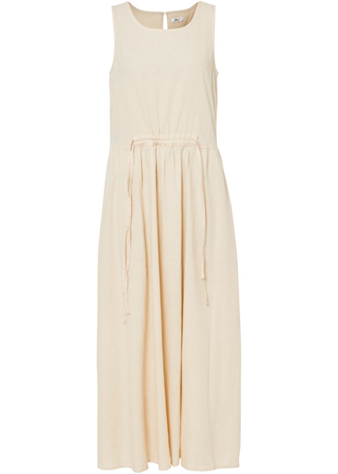 Maxi-Kleid mit Leinen und Tunnelzug in der Taille