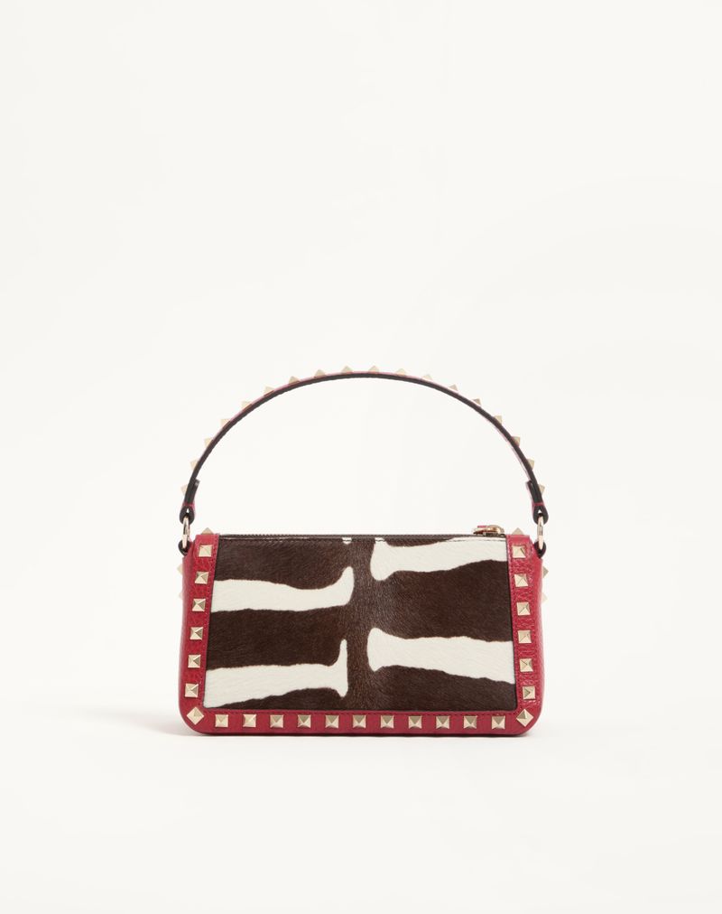 Valentino Garavani Rockstud Lille Crossbody-taske i dyreprint med hesteskindseffekt i kalveskind