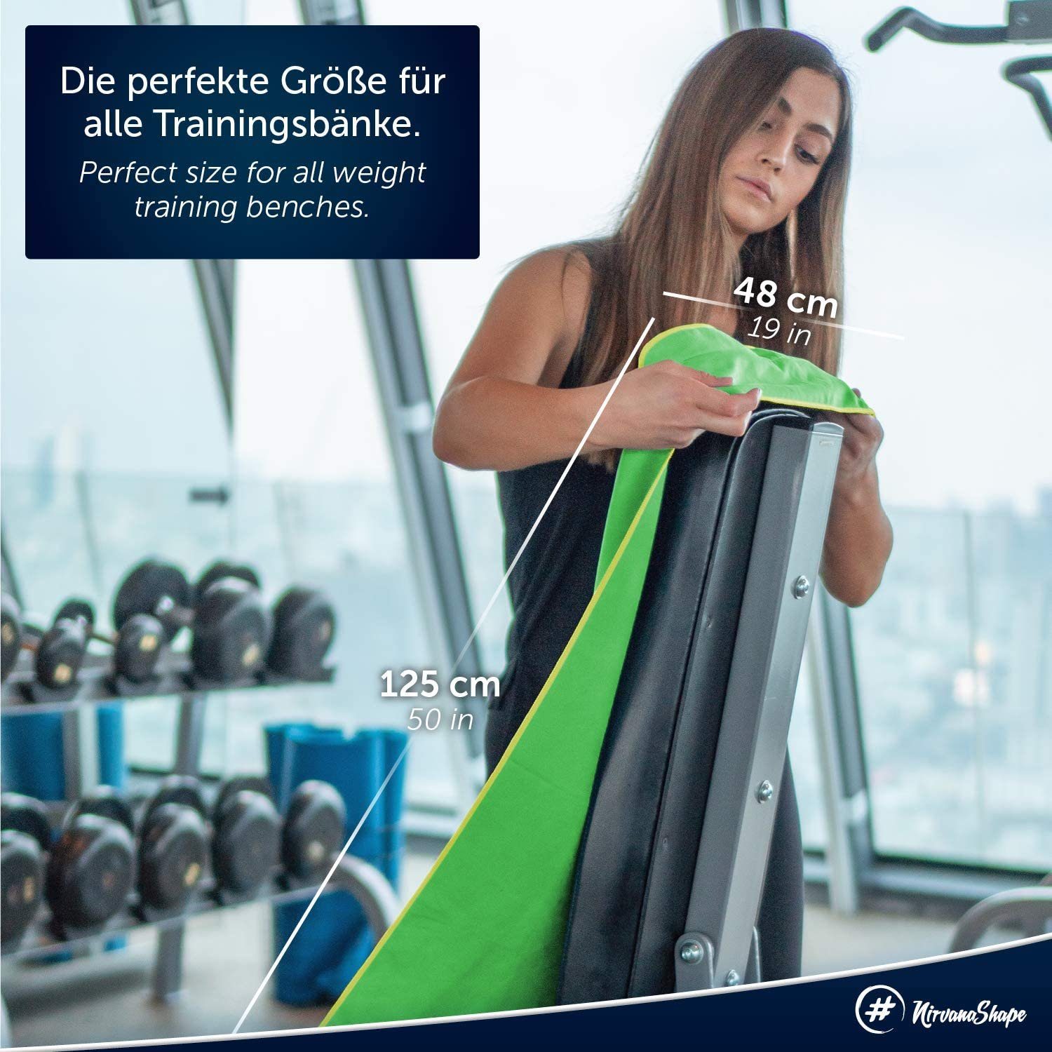 NirvanaShape Sporthandtuch Fitness-Handtuch mit Magnet-Clip, Mikrofaser Sporthandtuch, Microfaser, 2x Reißverschlusstaschen & Funktionaler Geräteüberzug, Ultra-Saugfähig