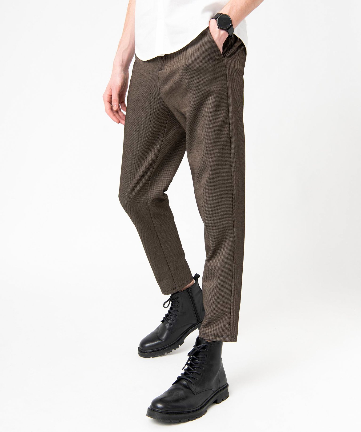 Pantalon homme en maille piquée beige fonce | GEMO