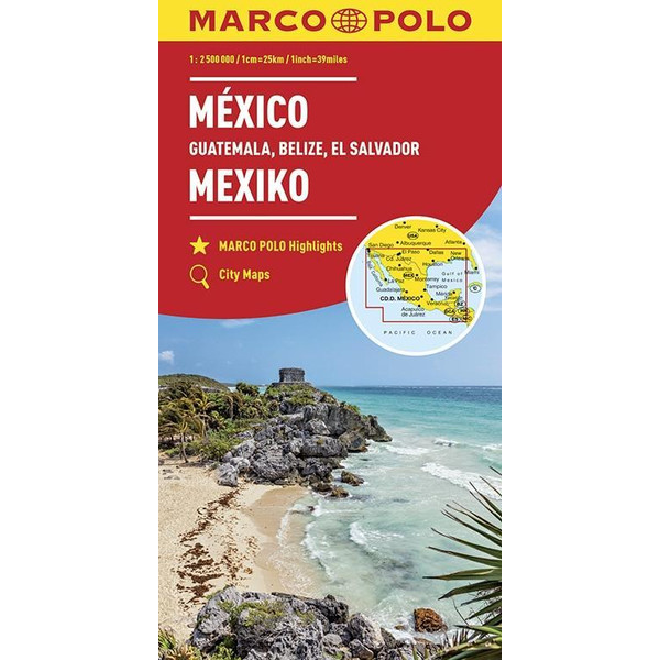 MARCO POLO Kontinentalkarte Mexiko, Guatemala, Belize, El Salvador 1: 2 500 000 - Straßenkarte