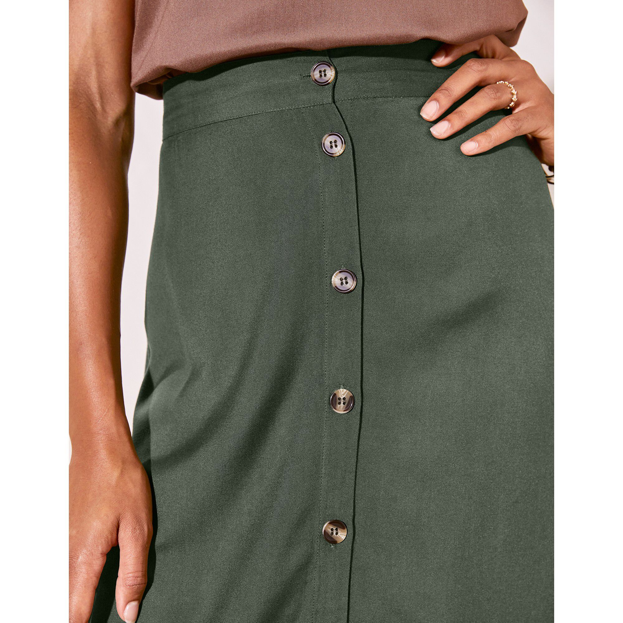 Jupe boutonnée fluide unie, spéciale petites