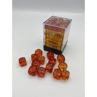 Gemini 12mm d6 Translucent Red-Yellow/gold Dice Block (36)