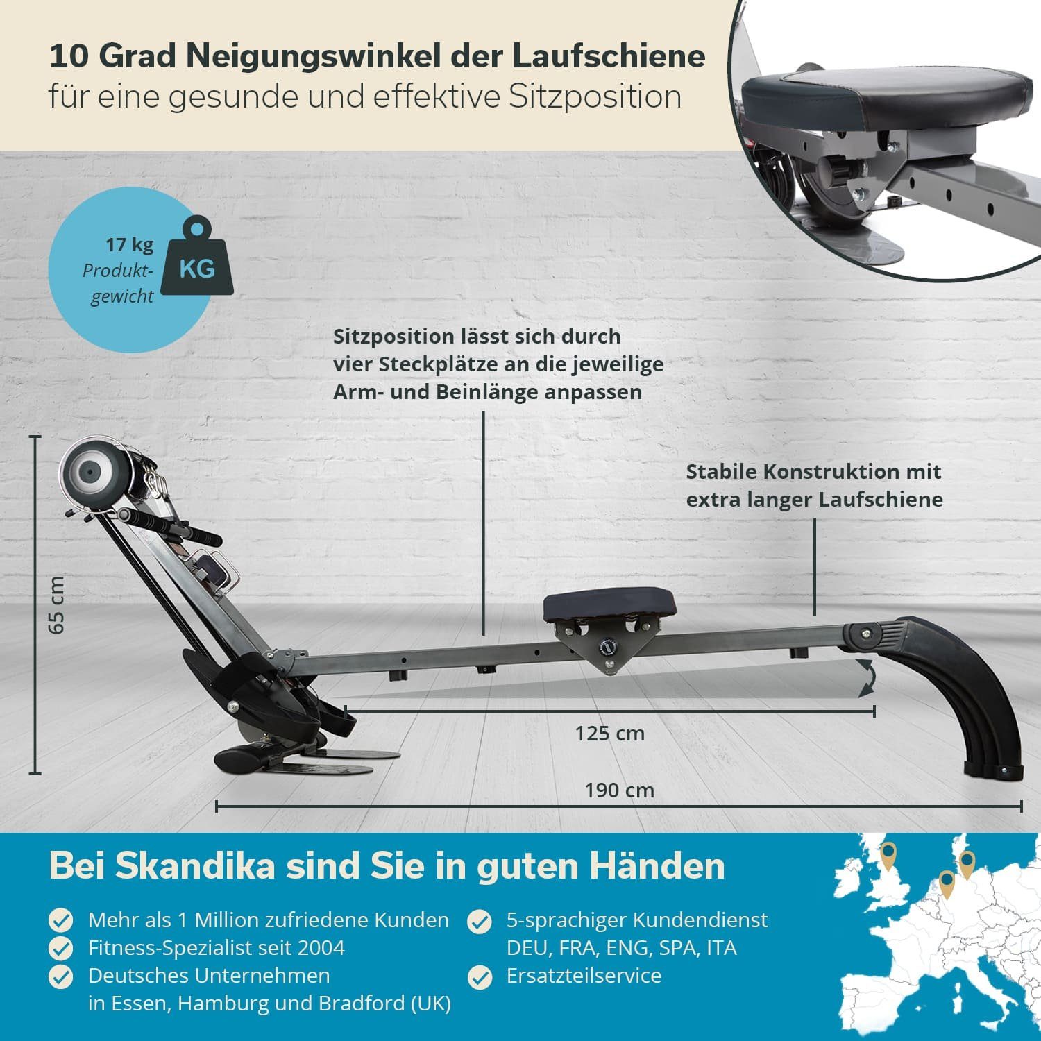 Skandika Rudergerät Regatta Multi Gym Poseidon, 2 in 1 Multi Gym, klappbar, Polyfiber Zugsystem