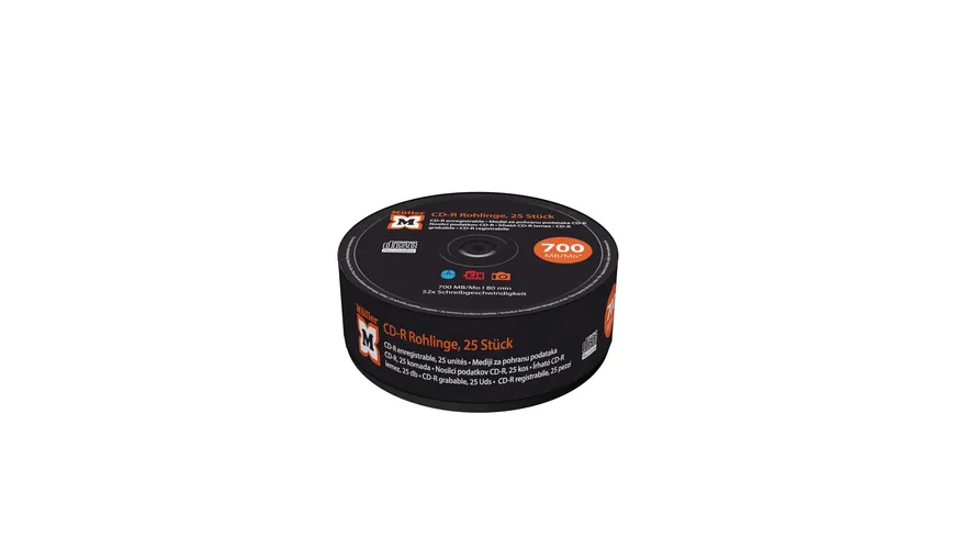Müller CD-R 700MB I 80min, 52-fache Schreibgeschwindigkeit, 25er Pack