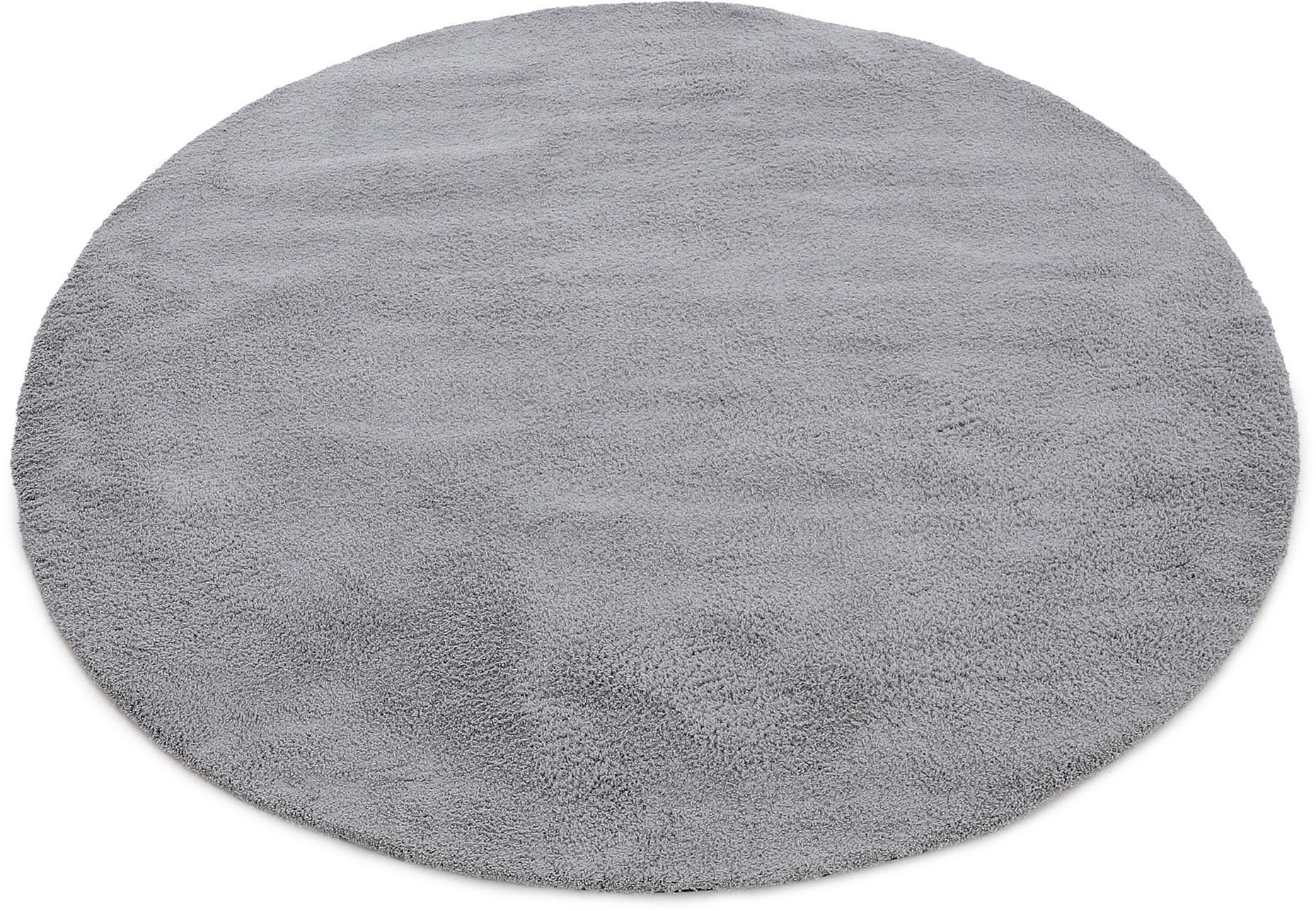 Teppich Silky, carpetfine, rund, Höhe: 20 mm, Shaggy, Langflor, uni, besonders weich, handarbeit