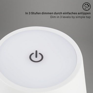 Briloner Leuchten Außen-Tischleuchte 7438016, LED fest verbaut, Warmweiß, mit Akku, höhenverstellbar, USB-C, warmweiß, IP44, silber, 38 cm
