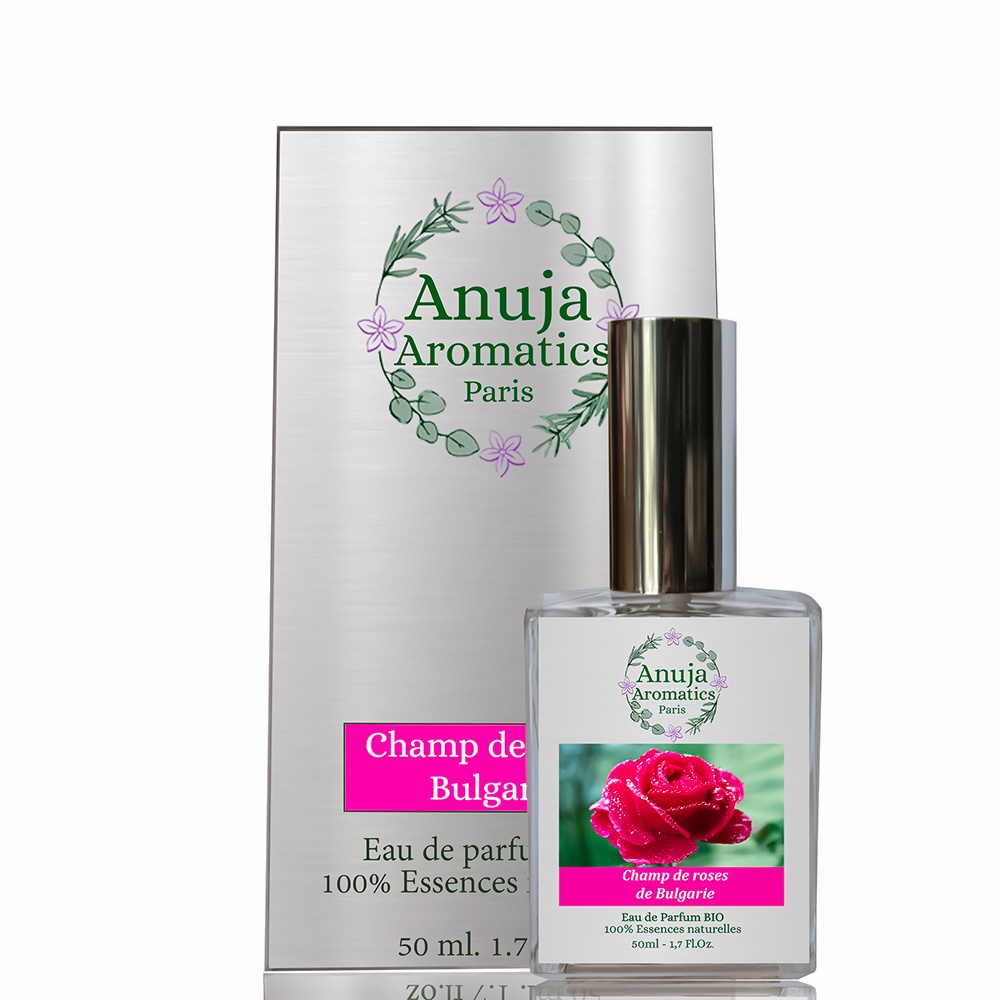 anuja aromatics Champ de Roses de Bulgarie Eau de Parfum Bio aux Essences 100 % Naturelles