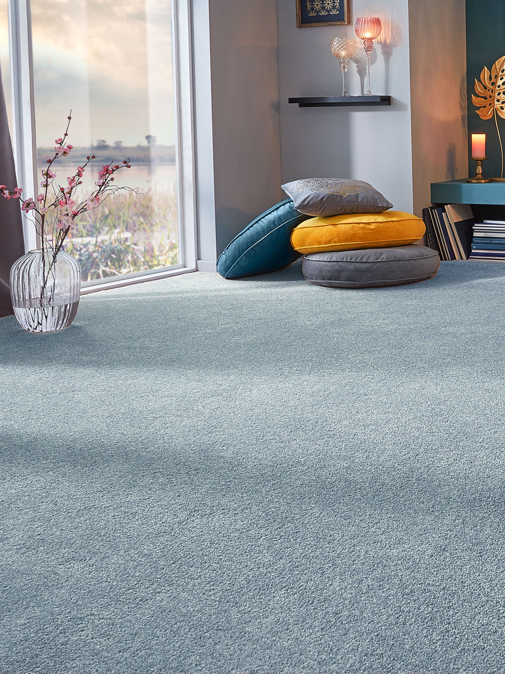 Satin Velours-Teppichboden, Aqua 73
