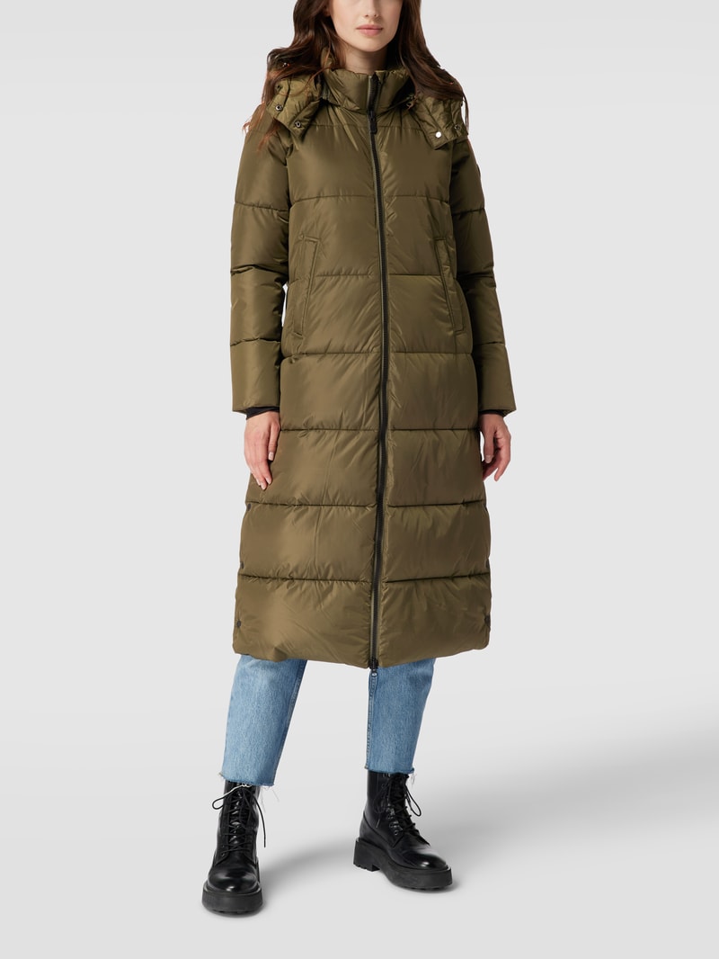 Mantel mit Label-Patch Modell 'Colette' in olivgrün