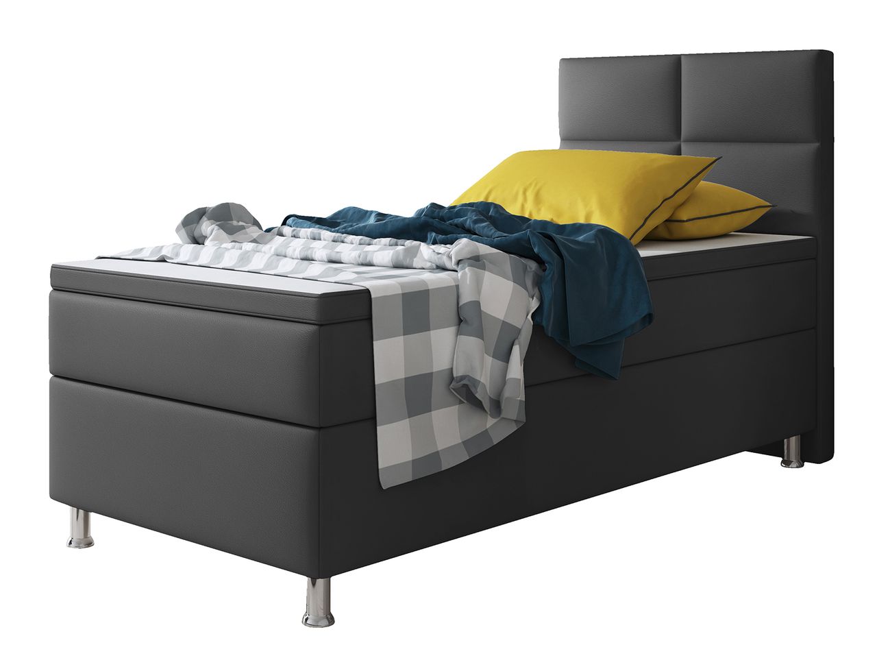 IHG Boxspringbett Miami 90x200 cm Kunstleder Anthrazit