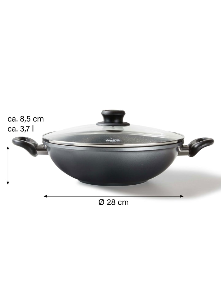 Stoneline Wokpfanne 28 cm | mit Deckel in Anthrazit günstig kaufen Ø 28 cm