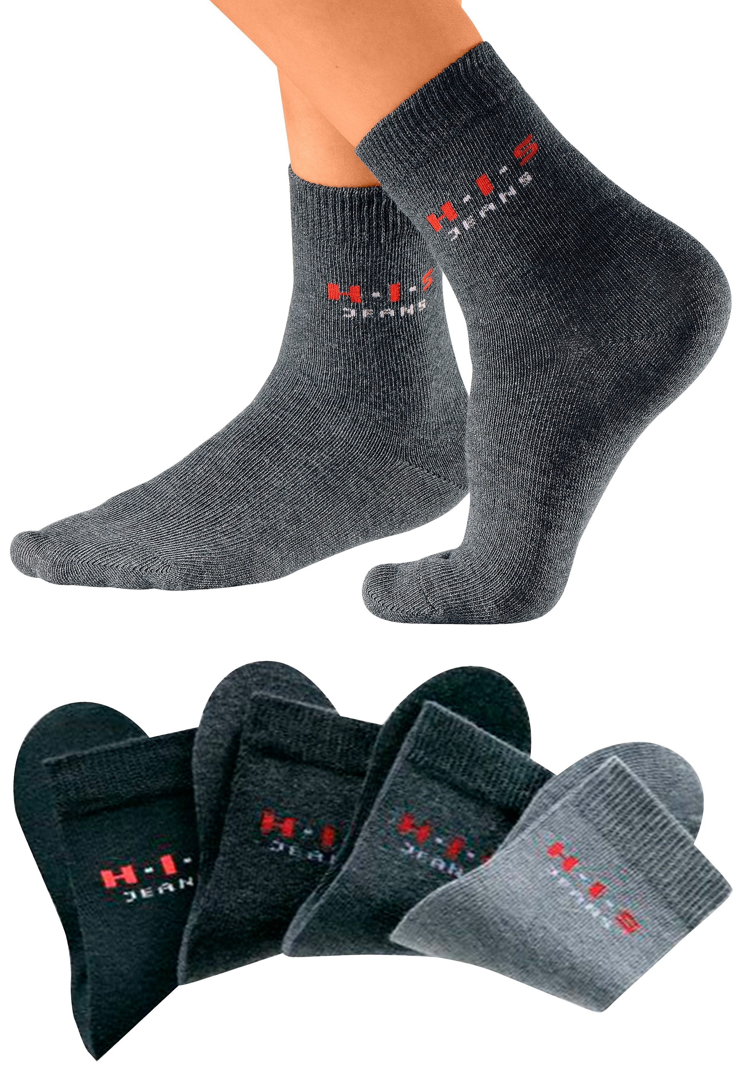 H.I.S Basicsocken (4-Paar) mit kontrasfarbenem Logo