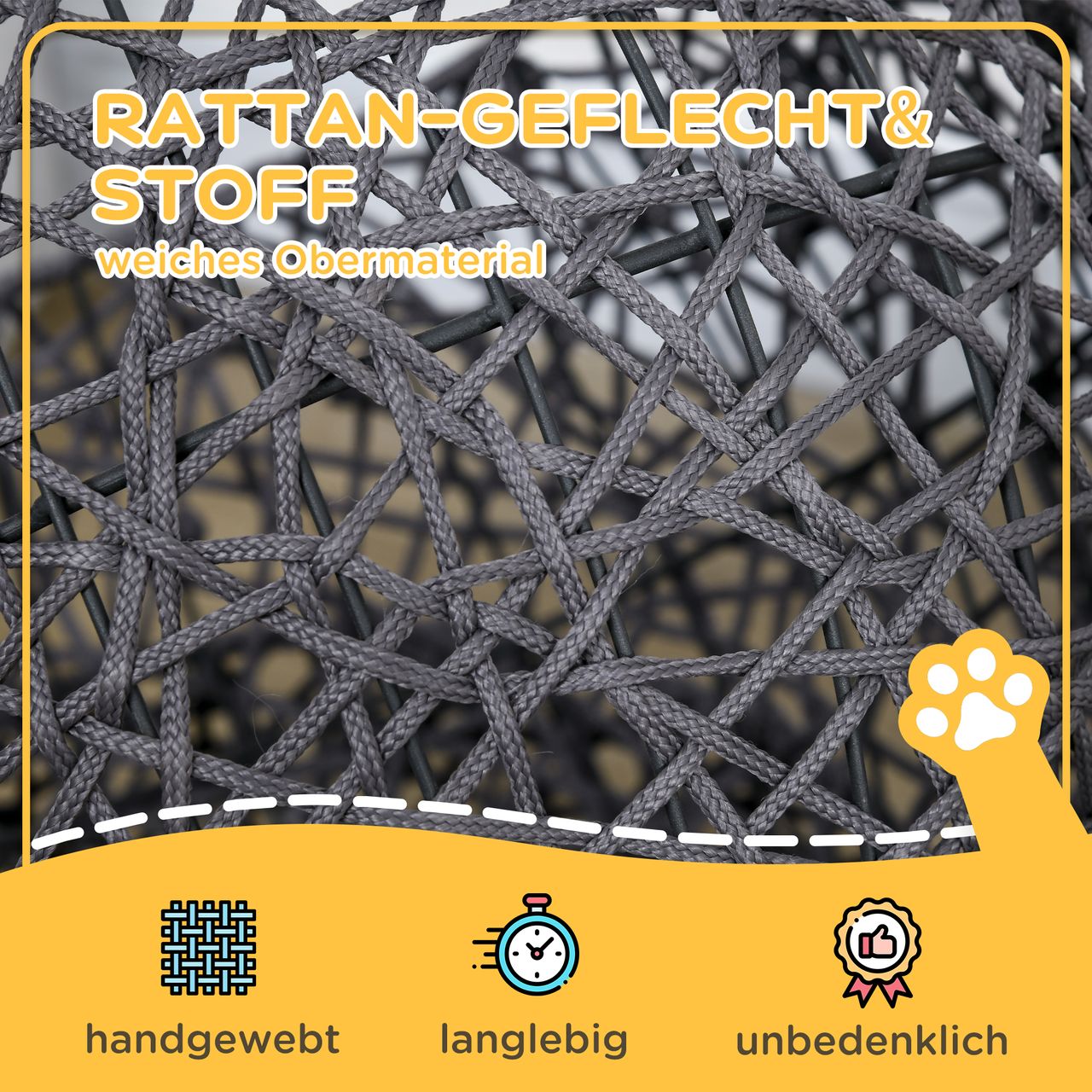 PawHut Katzenkorb, Katzenhütte mit Kissen, Katzenhöhle, Polyester-Seil, Violett