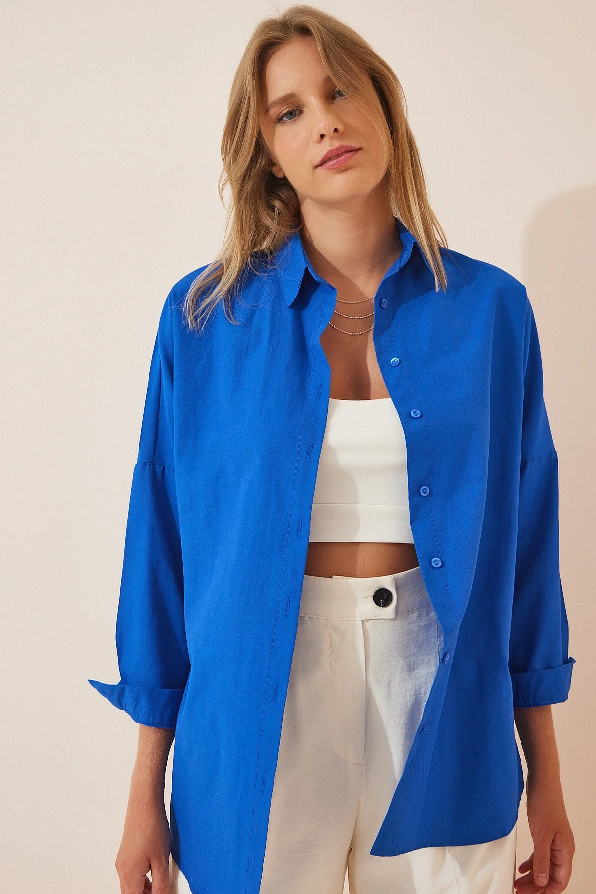 Happiness İstanbul  Hemd - Blau - Oversized