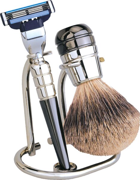 Erbe Solingen 3-teilig verchromt/schwarz - Gillette Mach 3 Rasierset
