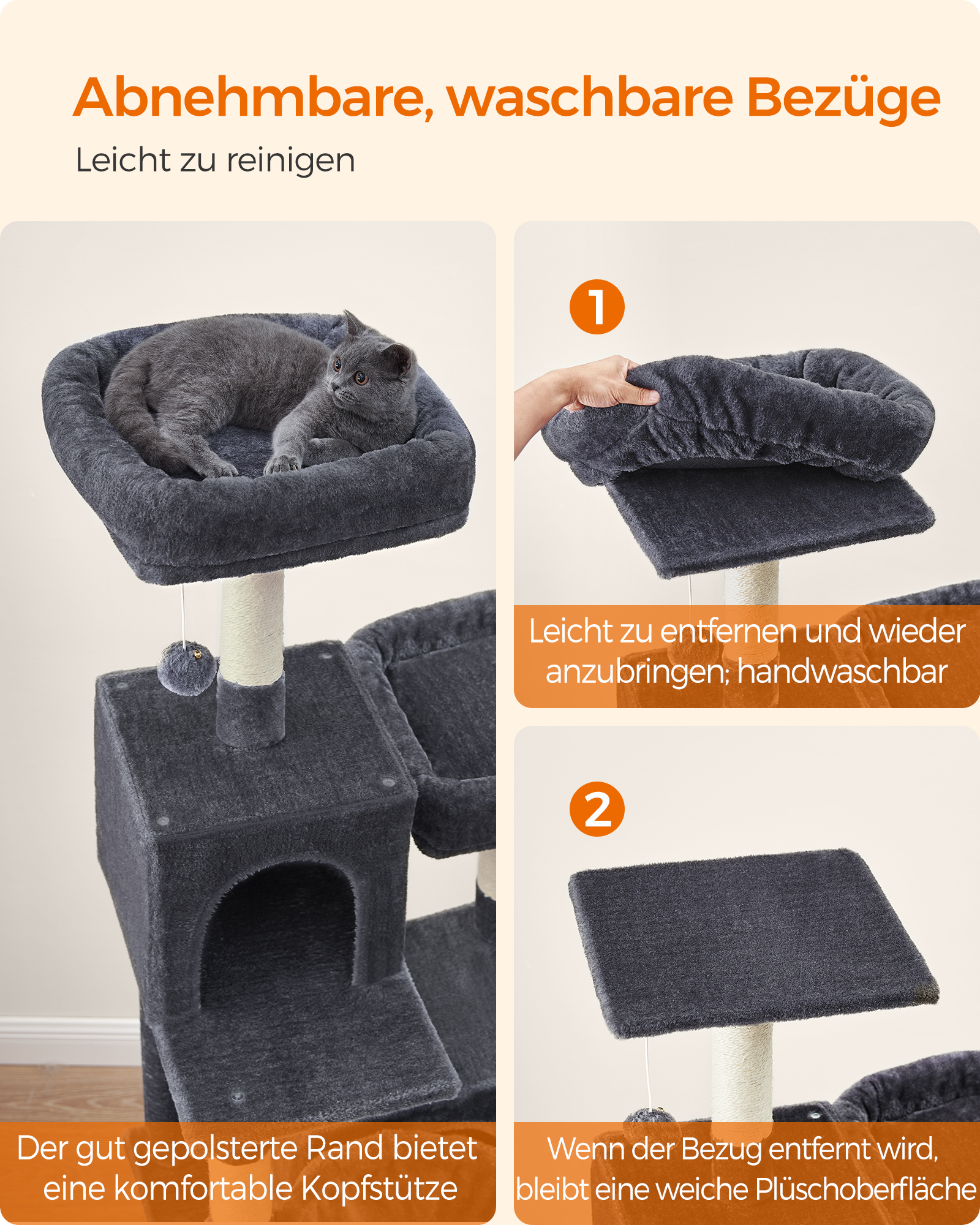 FEANDREA Kratzbäume FEANDREA Katzenbaum XXL 199cm hellgrau dunkelgrau