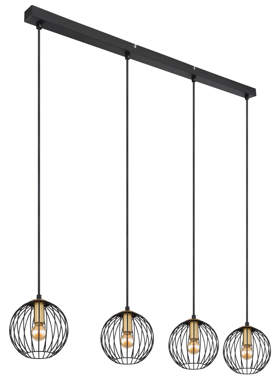 Globo Lighting - EUSEBIUS - Hängeleuchte Metall schwarz, 4x E14