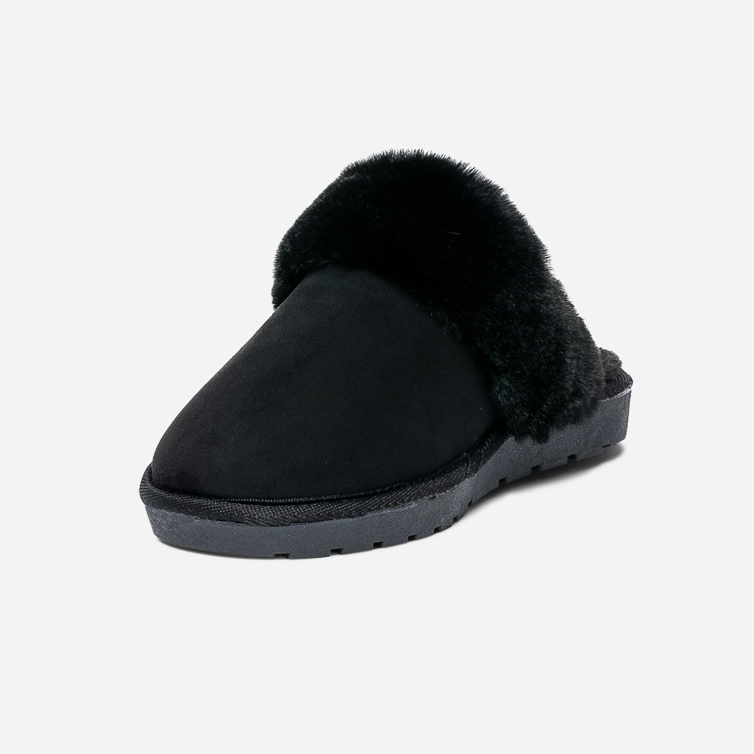 Chausson-mule noir fourré