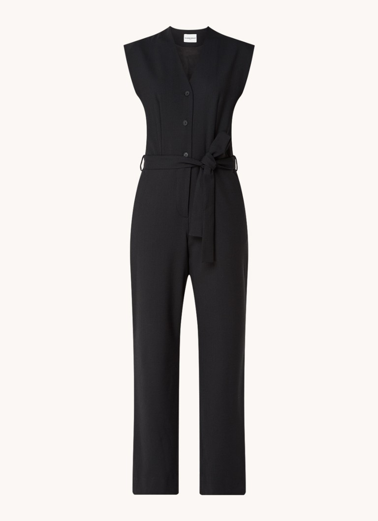 Claudie Pierlot  Joylaine straight fit jumpsuit in wolblend met strikceintuur