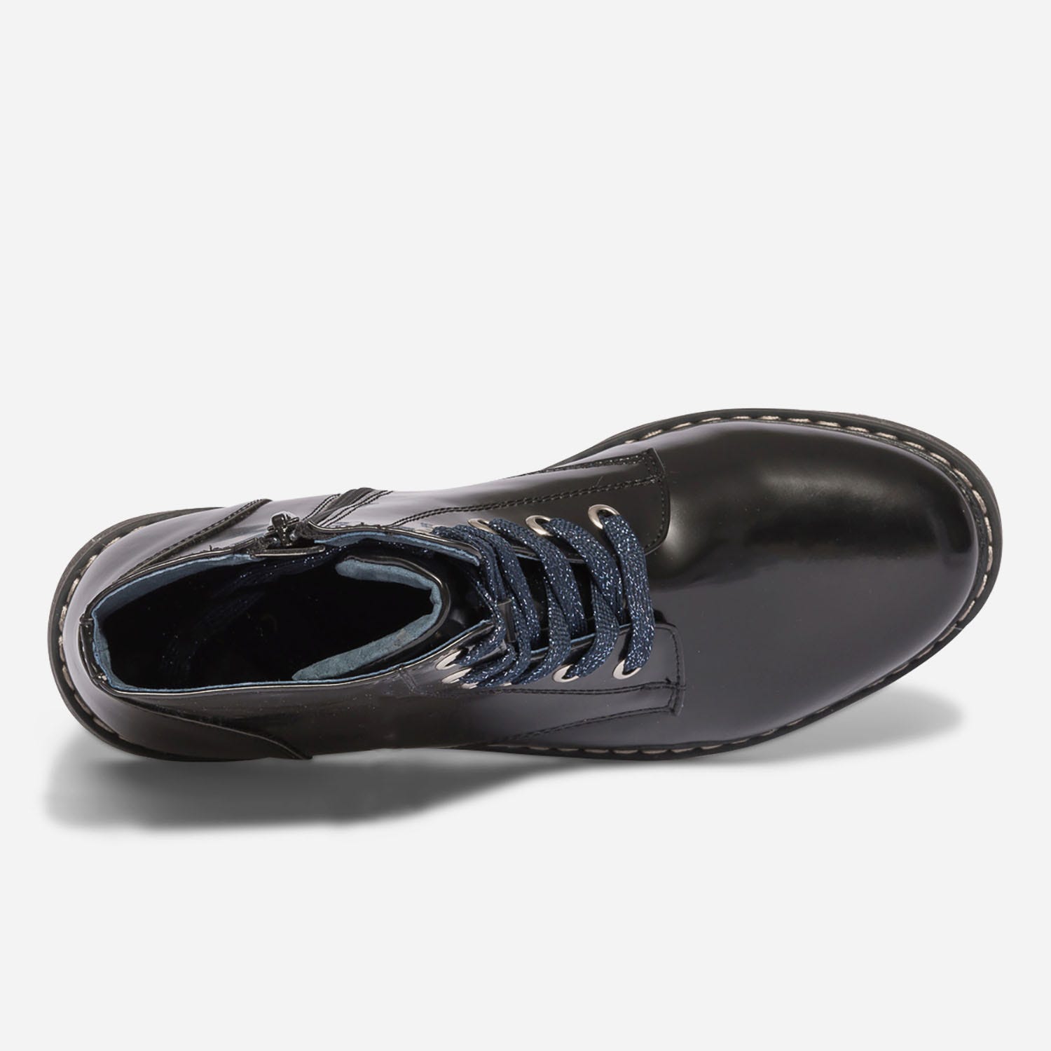 Boots noir à lacet bleu pailleté