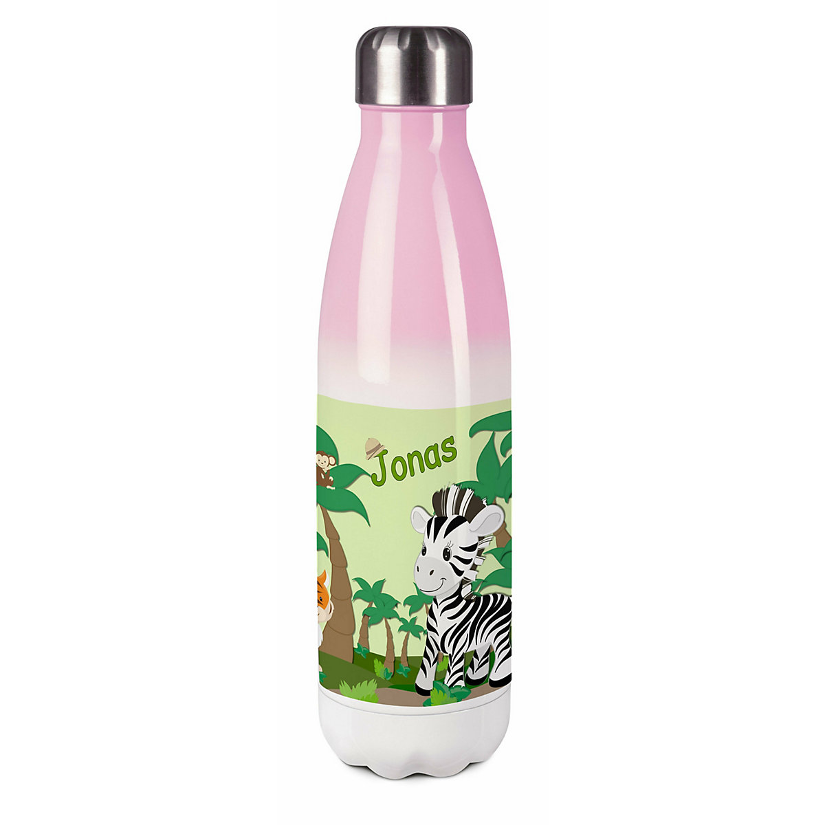 Edelstahl Kinder Thermoflasche / Trinkflasche bunt Safari-Zebra Spülmaschinenfest, Auslaufsicher, Bruchfest, Doppelwandig, Für Heißgetränke geeignet, Mit Deckel, Isoliert