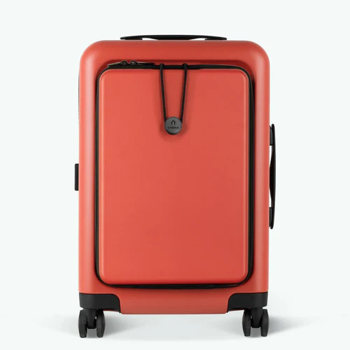 LHR 4-wheel hard-shell suitcase with plain orange pouch