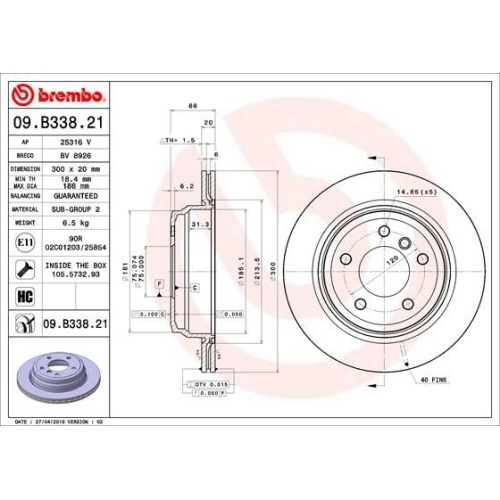 09.B338.21 BREMSSCHEIBE BREMBO HA  VP2 - ATU