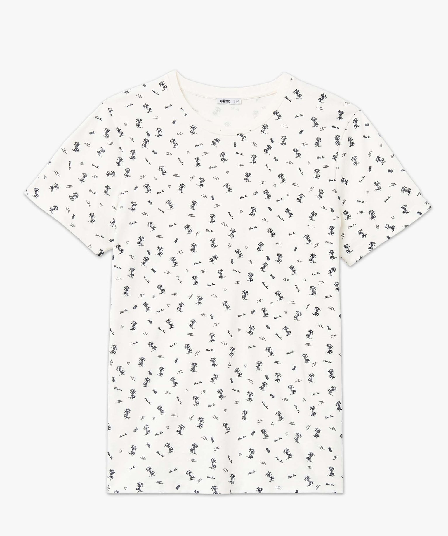 Tee-shirt homme manches courtes à micro motifs palmiers imprime | GEMO