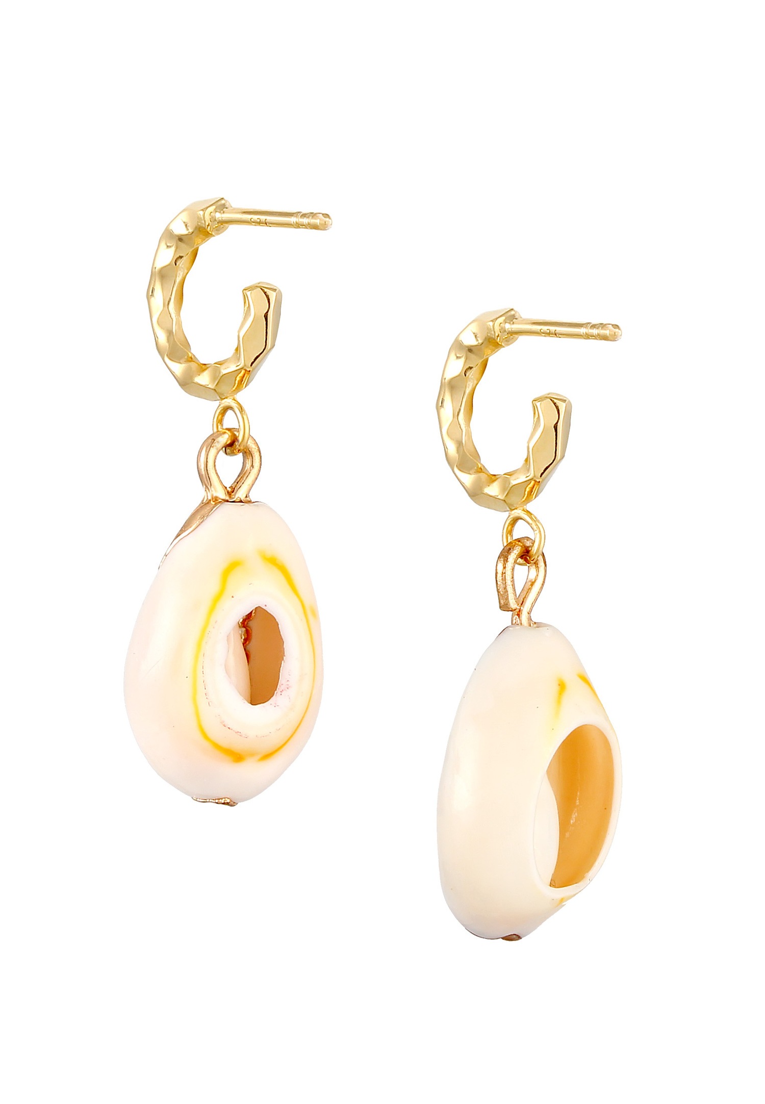 Cercei Elli Creole Kauri Shell Beach Summer Trend Maritime pentru femei - Argint placat cu aur (925/1000)