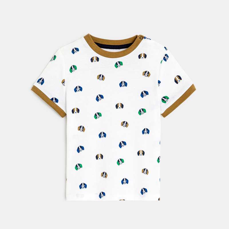 T-shirt imprimé chiens blanc bébé garçon